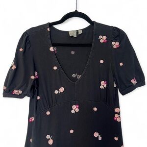 ASOS 90s Aesthetic Whimsigoth Inspired Black Embroidered Midi Dress Size 8